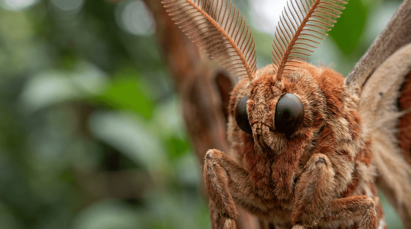KI-generiertes Bild von Atlasspinner: Atlas Moth Close Porträt. Wirbellose. Tropical and Subtropical Forests of Asia.