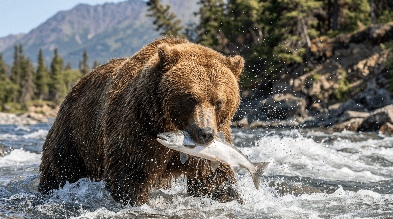AI-generated Grizzly Bear image: Grizzly Bear in Natural Habitat. Realistic animal image sample.