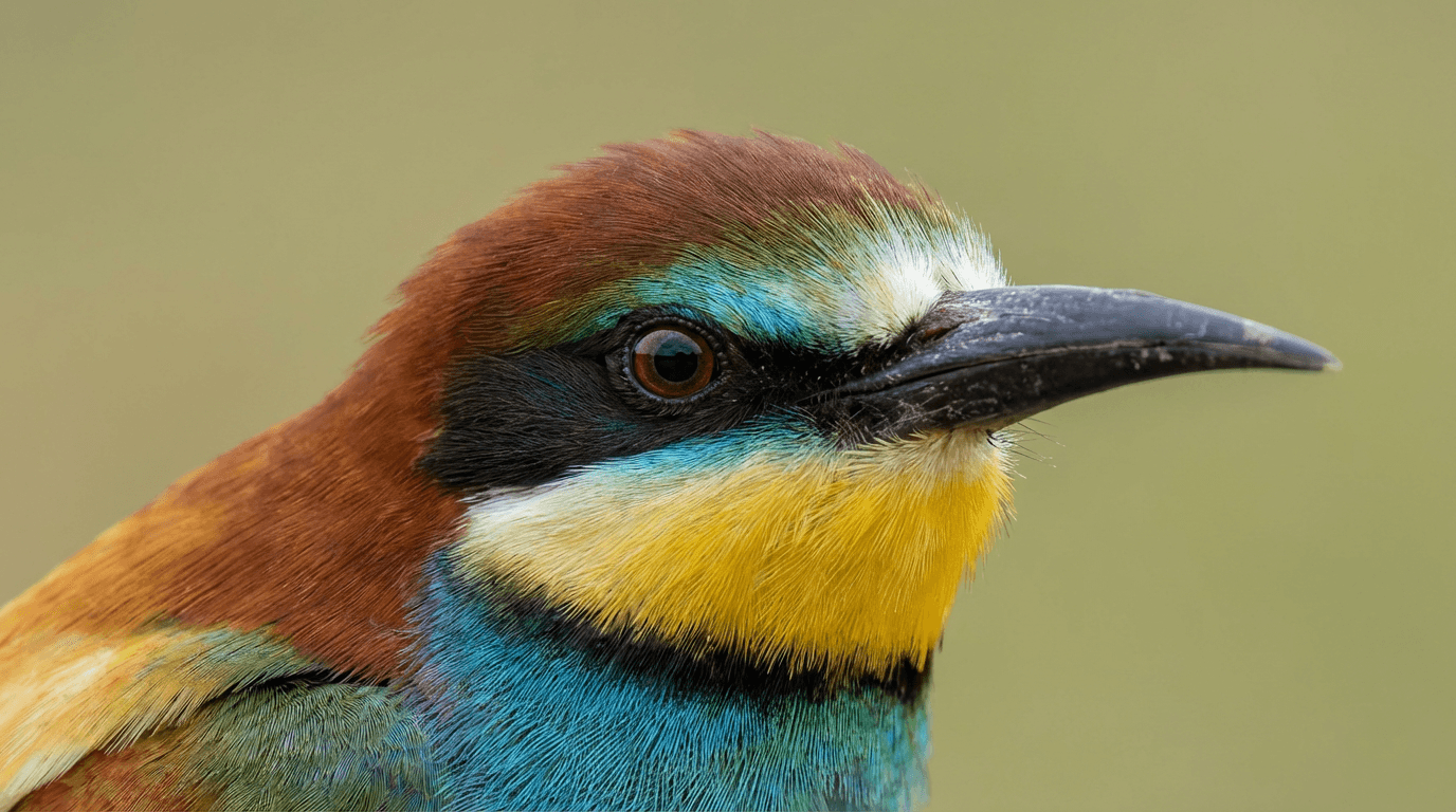 AI-generated Bee-eater image: Bee-eater Close Portrait. Birds. Africa Europe Asia Australia.