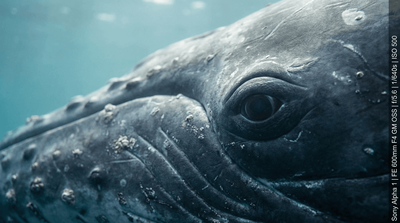 AI-generated Blue Whale image: Blue Whale Close Portrait. Marine Mammals. All Oceans Worldwide.
