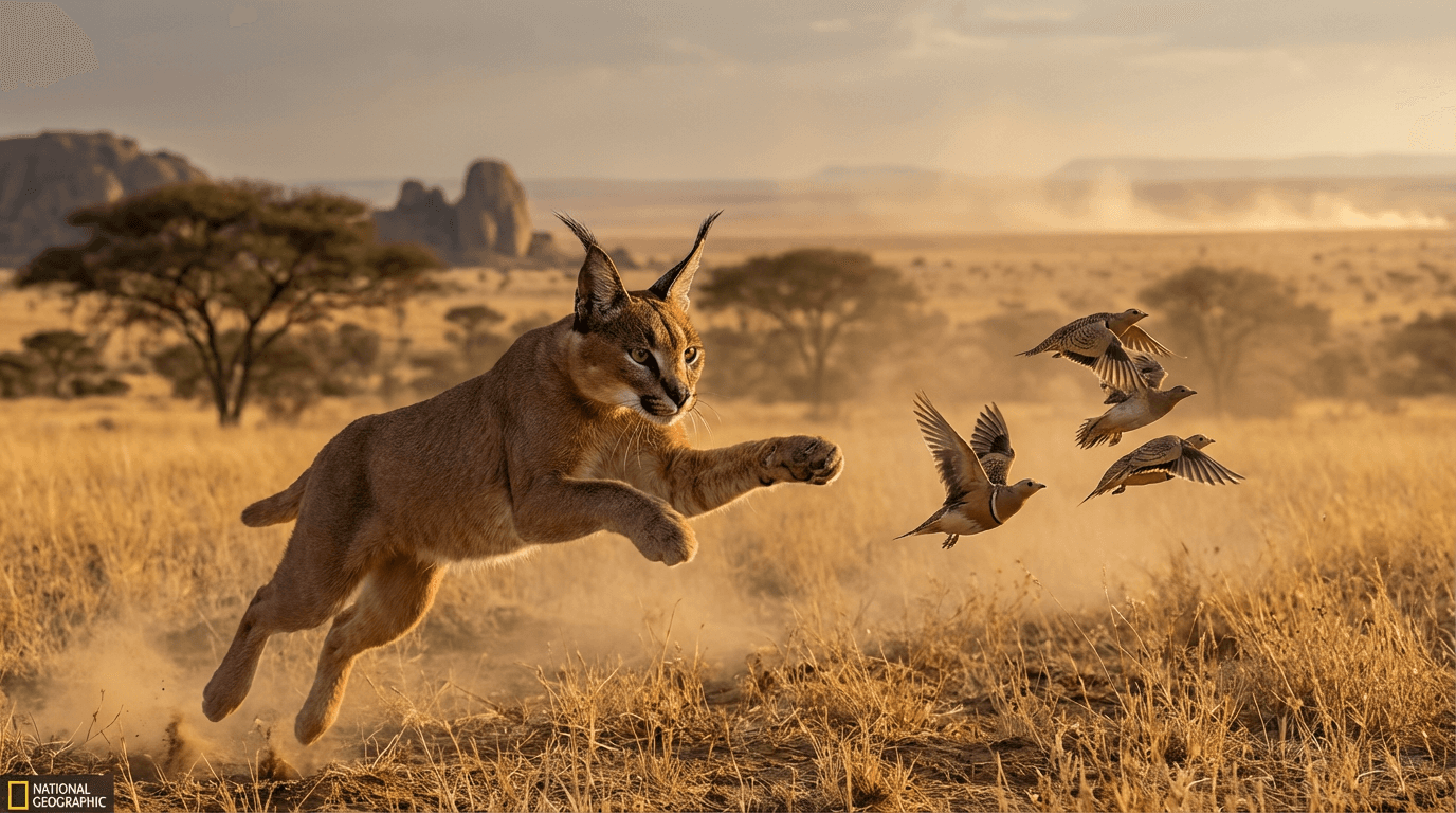 AI-generated Caracal image: Caracal in Natural Habitat. Realistic animal image sample.