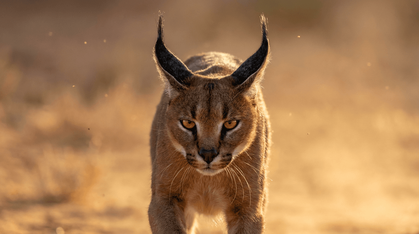 AI-generated Caracal image: Caracal Close Portrait. Small Cats. African Asian Grasslands.
