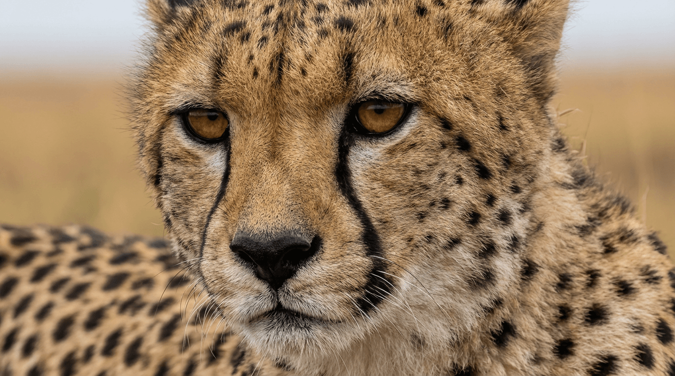 KI-generiertes Bild von Gepard: Gepard Face Detail. Großkatzen. African Plains.