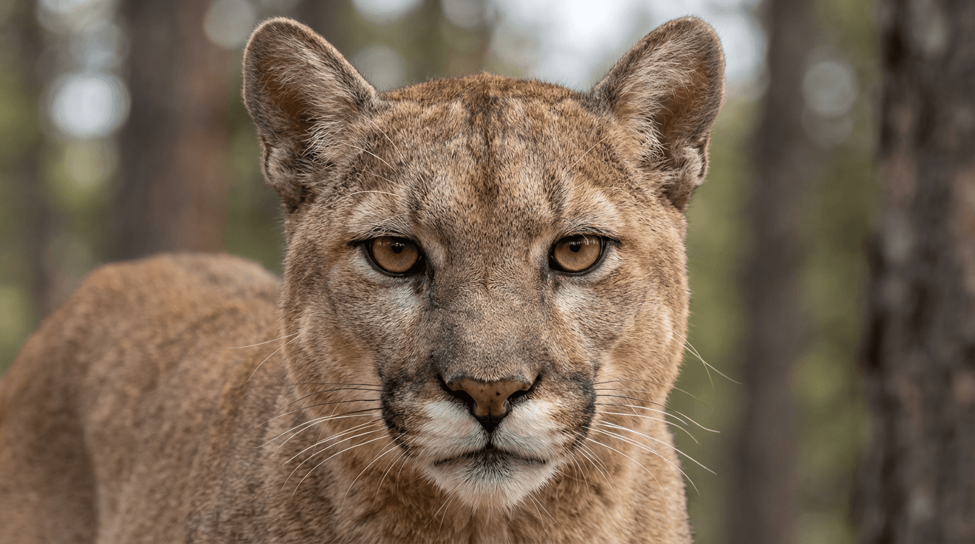 AI-generated Mountain Lion image: Cougar Intense Stare. Big Cats. Rocky Mountains.
