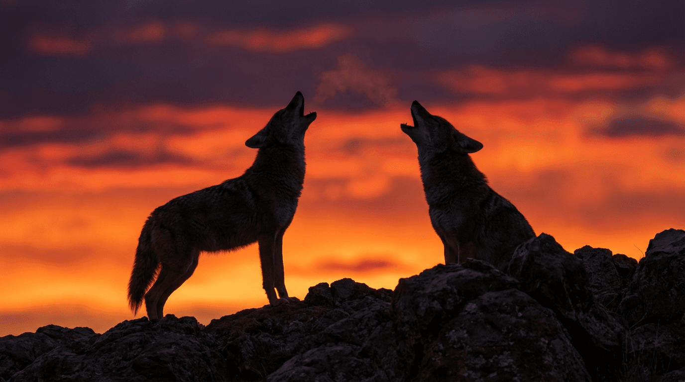 AI-generated Coyote image: Coyote Howling. Canines. North American Deserts.
