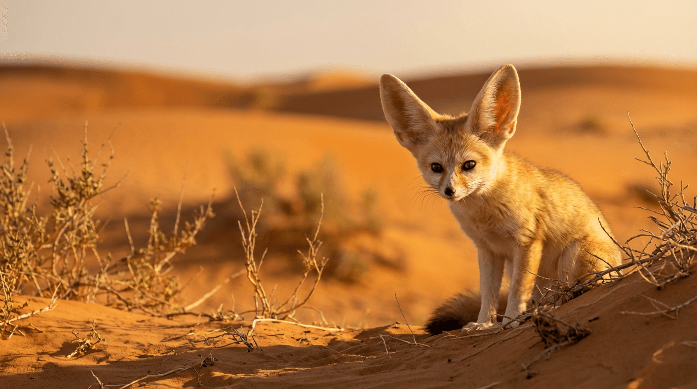 AI-generated Fennec Fox image: Fennec Fox in Natural Habitat. Realistic animal image sample.