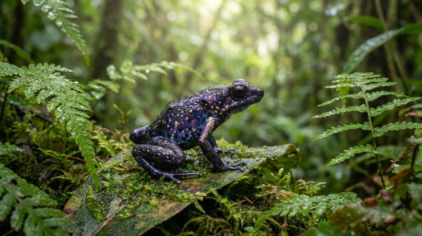 KI-generiertes Bild von Galaxy Frog: Galaxy Frog im natürlichen Lebensraum. Realistisches Tierbild-Beispiel.