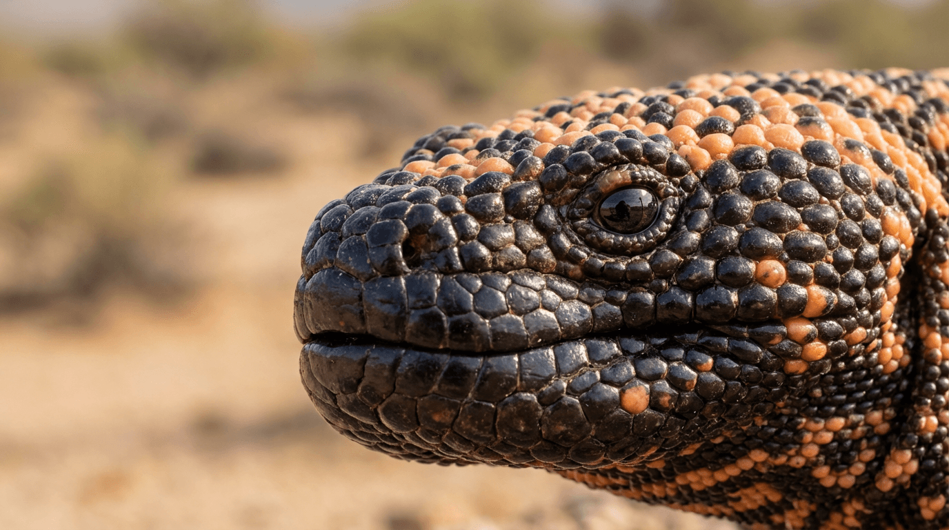 KI-generiertes Bild von Gila Monster: Gila Monster Close Porträt. Reptilien. Southwestern United States.