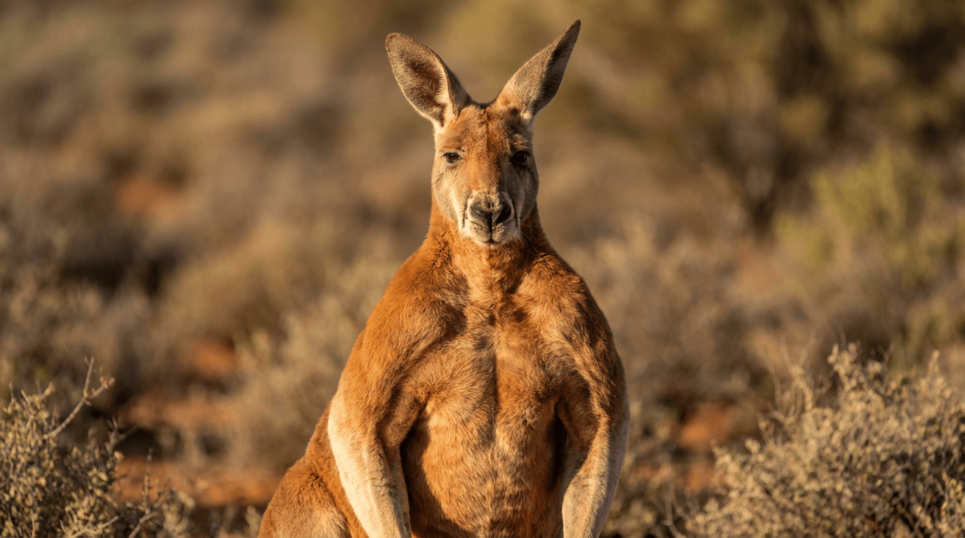 KI-generiertes Bild von Red Kangaroo: Kangaroo Porträt. Beuteltiere. Australian Outback.