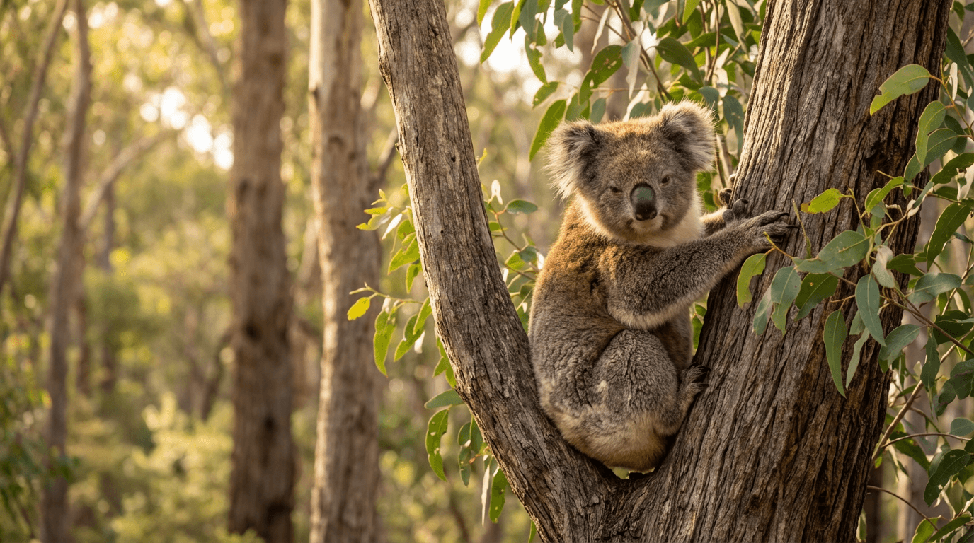 AI-generated Koala image: Koala in Natural Habitat. Realistic animal image sample.