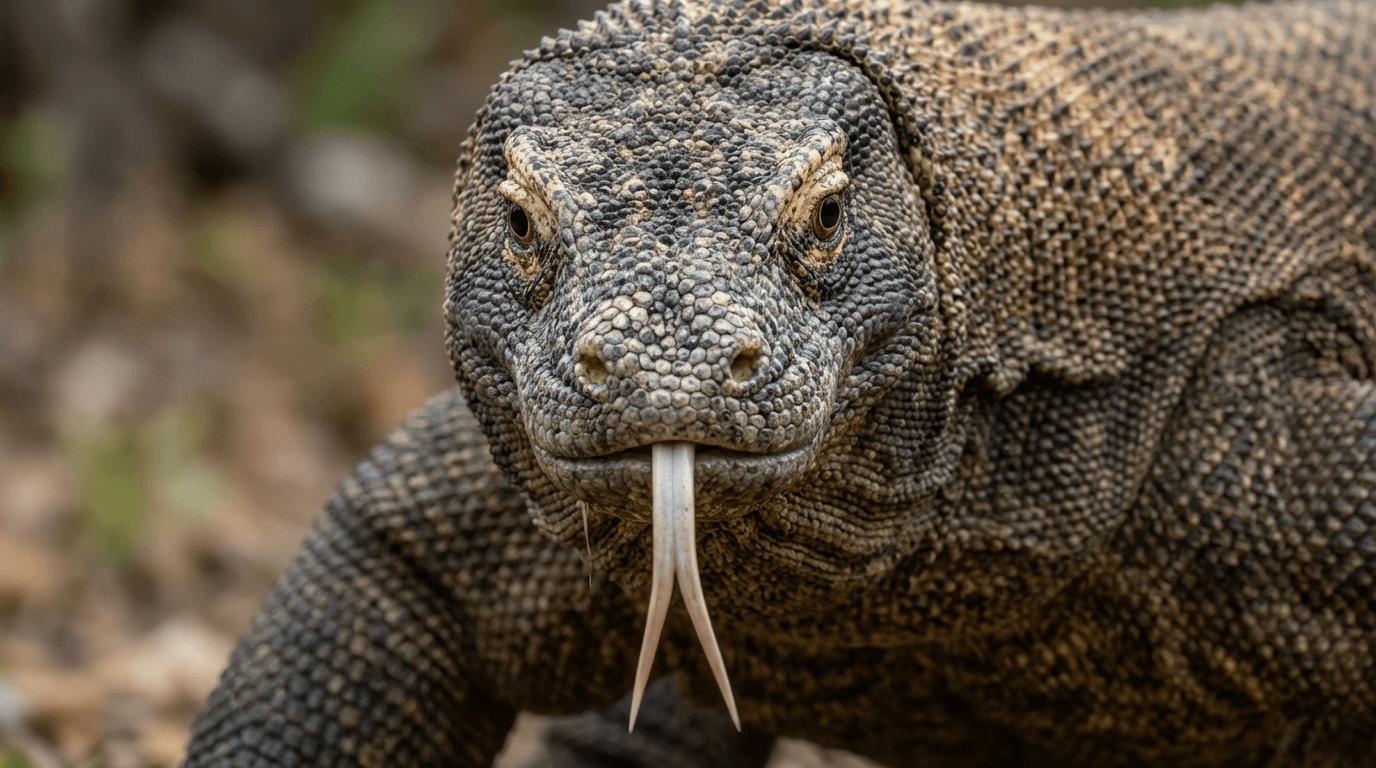 AI-generated Komodo Dragon image: Komodo Dragon Face. Reptiles. Indonesian Islands.