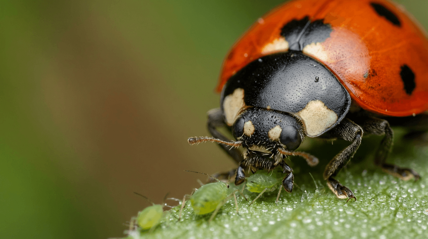 KI-generiertes Bild von Ladybug: Ladybug Close Porträt. Wirbellose. weltweit.