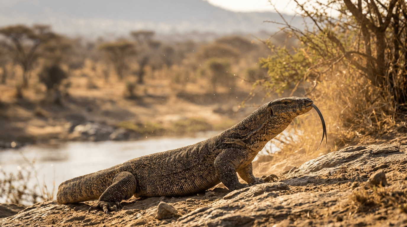 AI-generated Monitor Lizard image: Monitor Lizard in Natural Habitat. Realistic animal image sample.