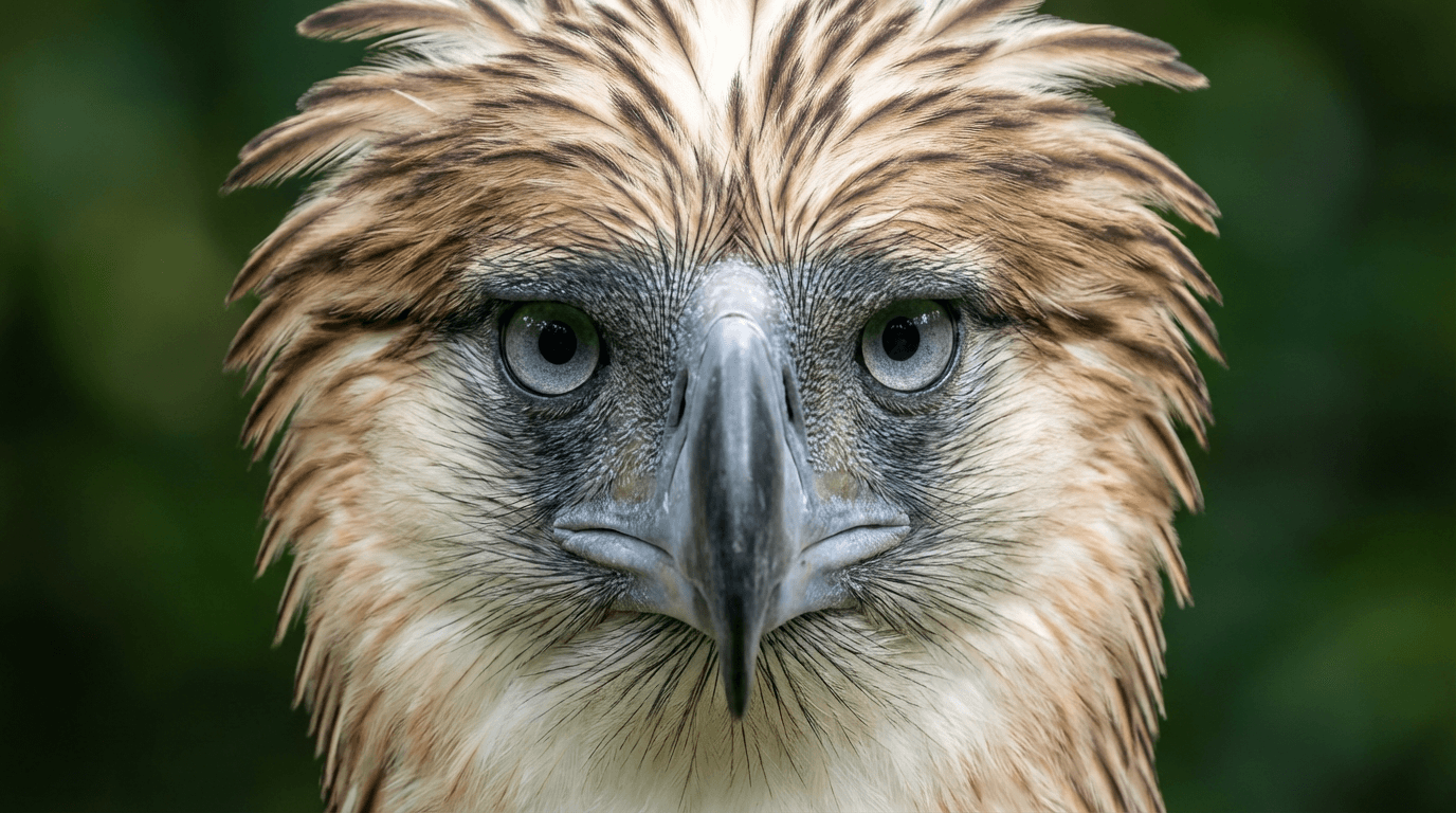 KI-generiertes Bild von Philippine Eagle: Philippine Eagle Close Porträt. Greifvögel. Philippine Rainforest.