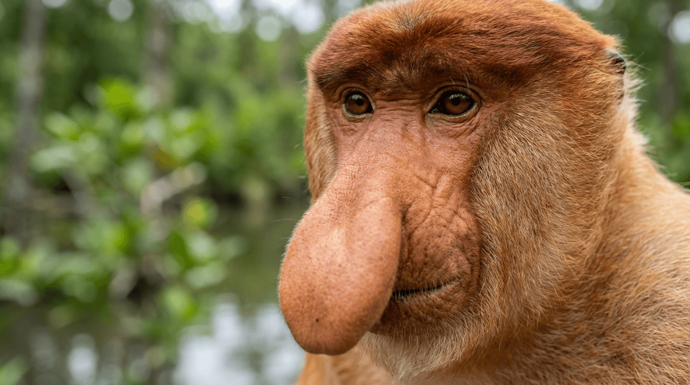 AI 生成的 Proboscis Monkey 图片:Proboscis Monkey Close 肖像,灵长类. Borneo Mangroves。