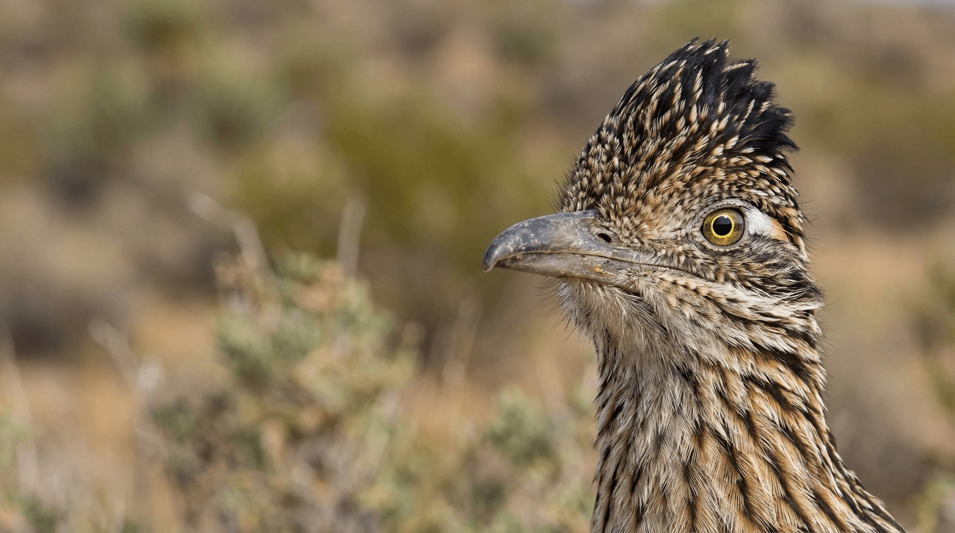 AI-generated Roadrunner image: Roadrunner Close Portrait. Birds. Southwestern United States.