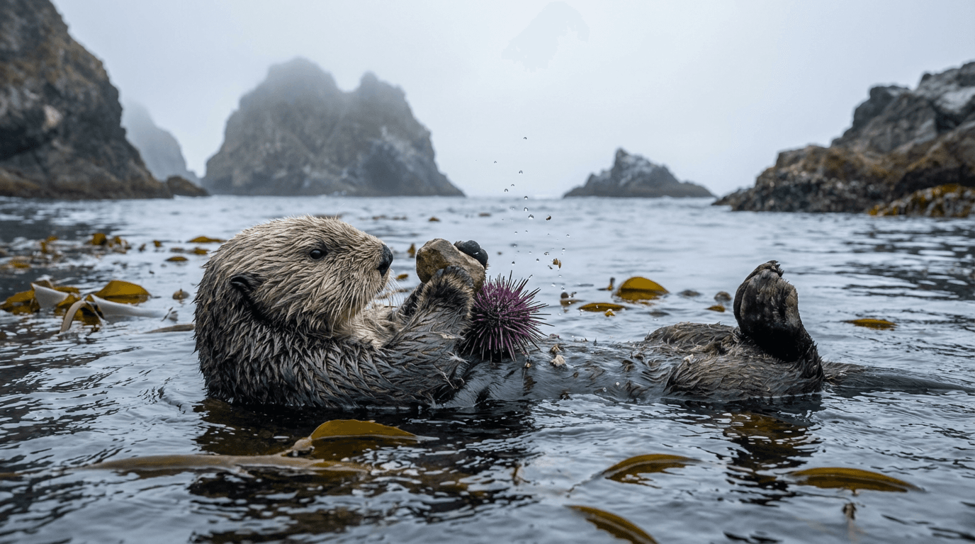 AI-generated Sea Otter image: Sea Otter in Natural Habitat. Realistic animal image sample.