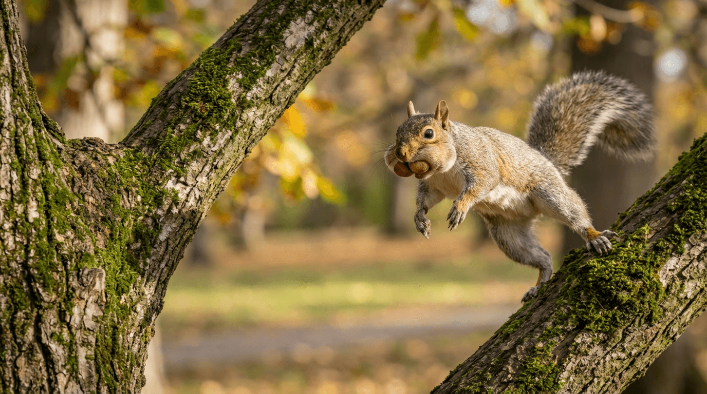 AI-generated Squirrel image: Squirrel in Action. Popular Animals. Worldwide Parks and Forests.