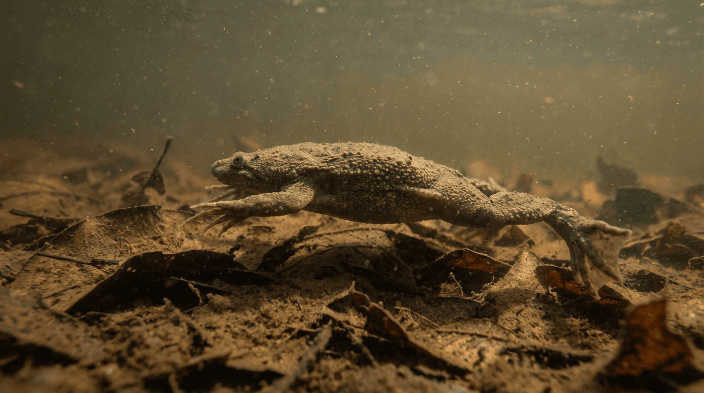 AI-generated Surinam Toad image: Surinam Toad Action Shot. Amphibians. South America.