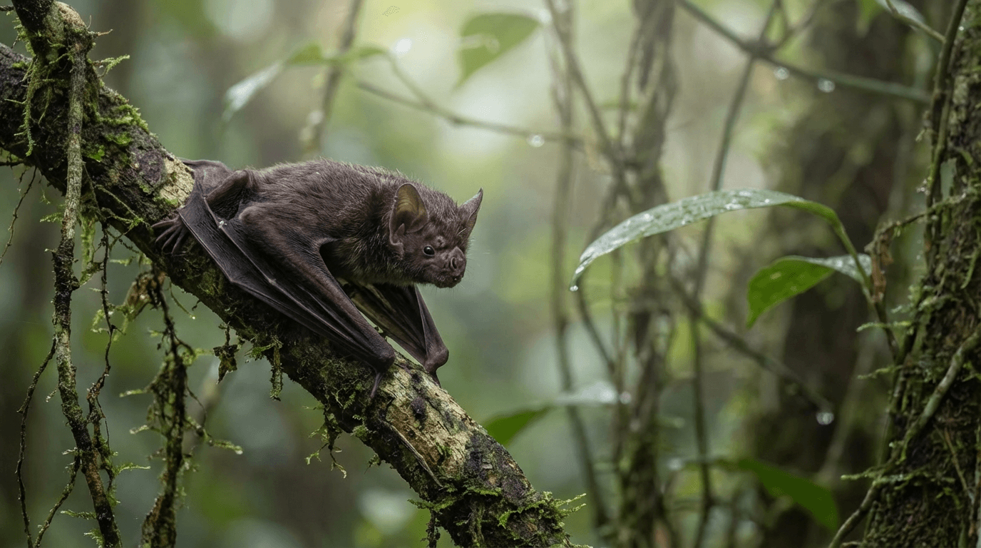 AI-generated Vampire Bat image: Vampire Bat in Natural Habitat. Realistic animal image sample.