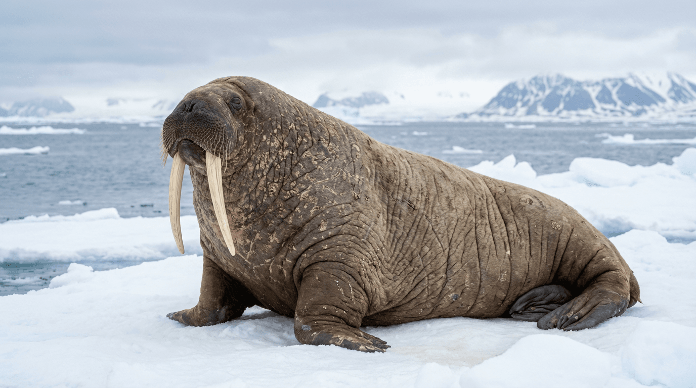 AI-generated Walrus image: Walrus in Natural Habitat. Realistic animal image sample.