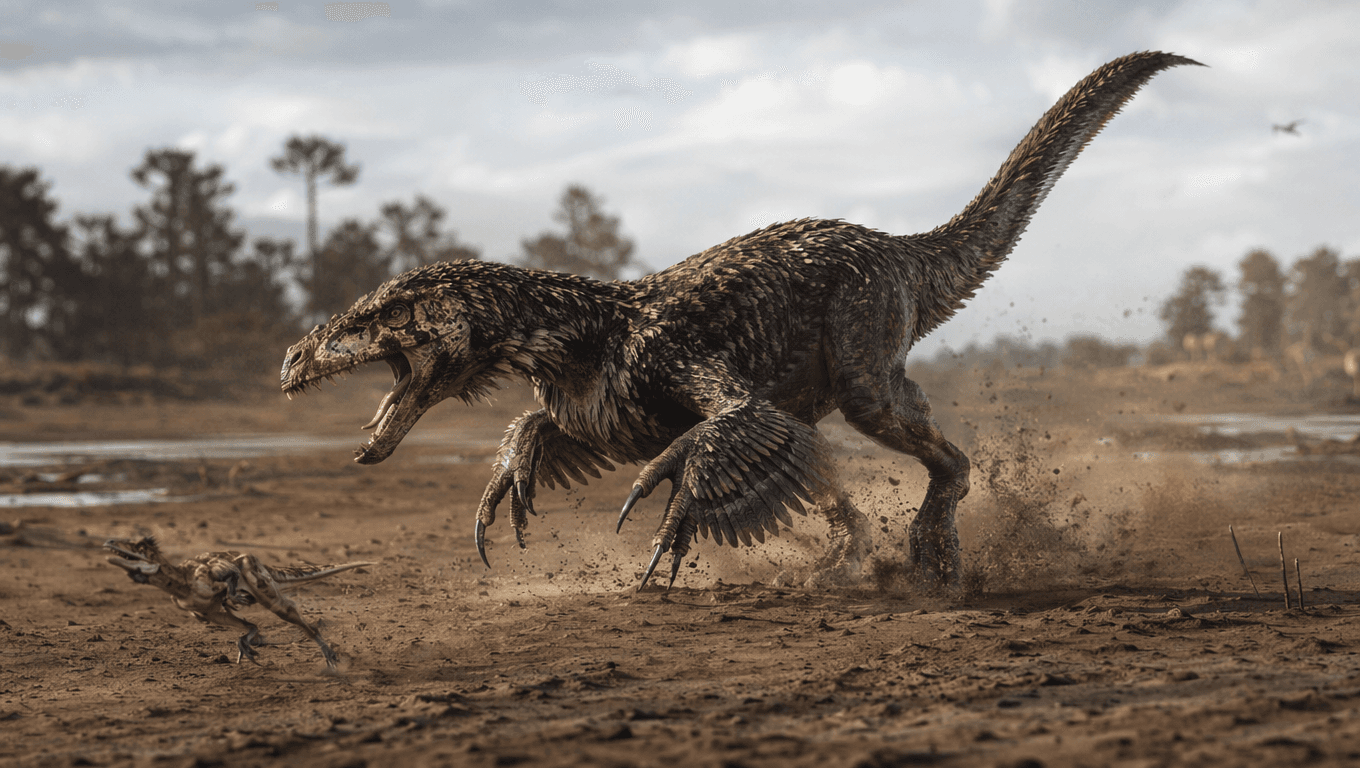 AI 生成的 Nothronychus 图片:Nothronychus Action Scene,恐龙. 91 Million Years Ago。