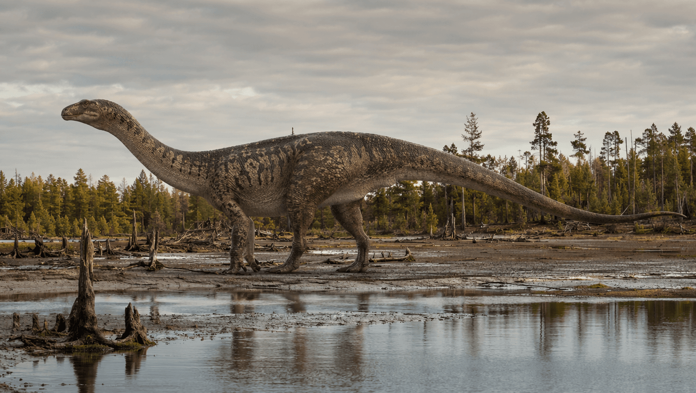 AI 生成的 Plateosaurus 图片:Plateosaurus 的自然栖息地,恐龙。