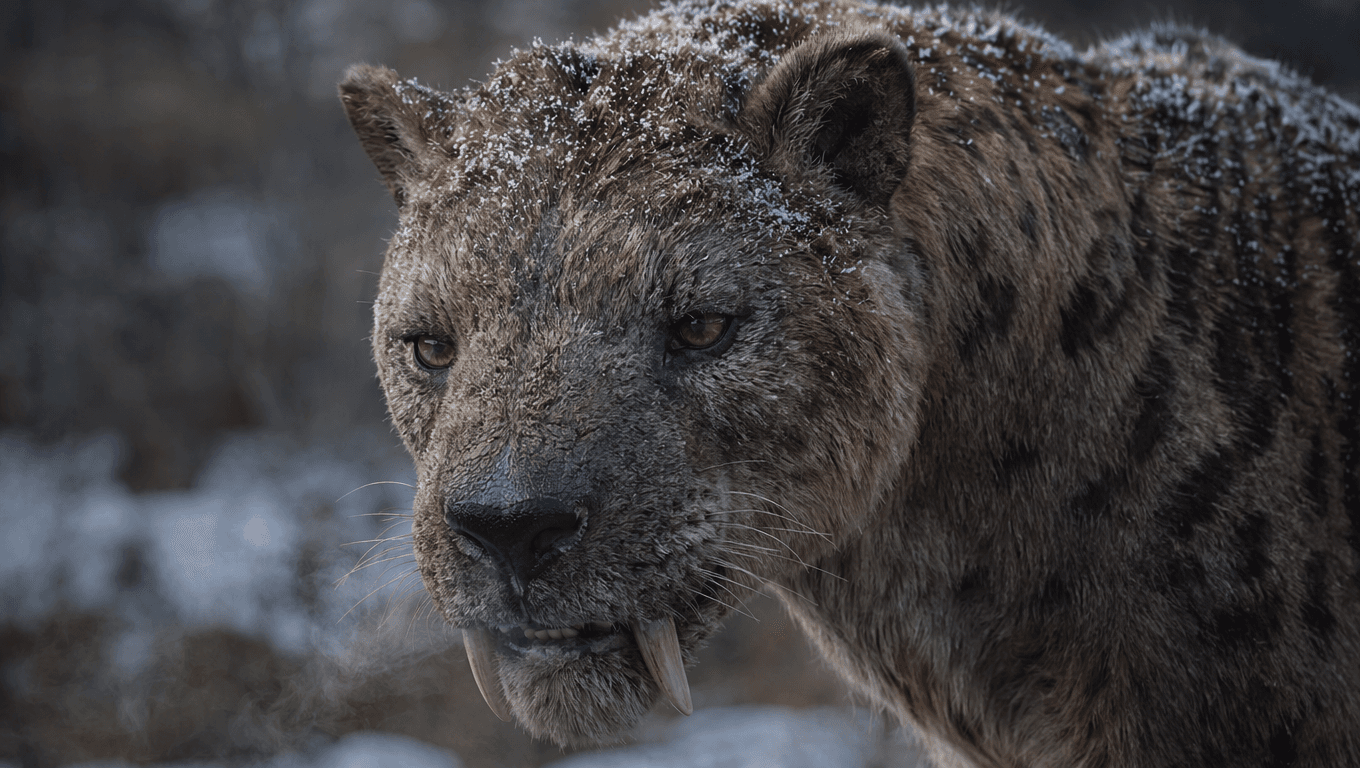 AI 生成的 Thylacoleo 图片:Thylacoleo 特写肖像,冰河时代哺乳动物. 2 Million-46,000 Years Ago。