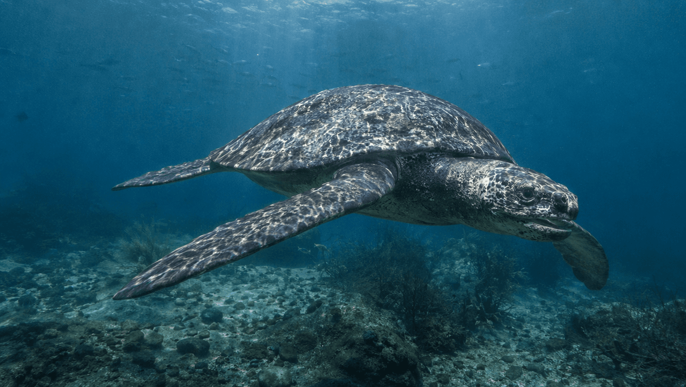 AI-generated Archelon image: Archelon reconstruction. Marine Reptiles. 80-66 Million Years Ago.