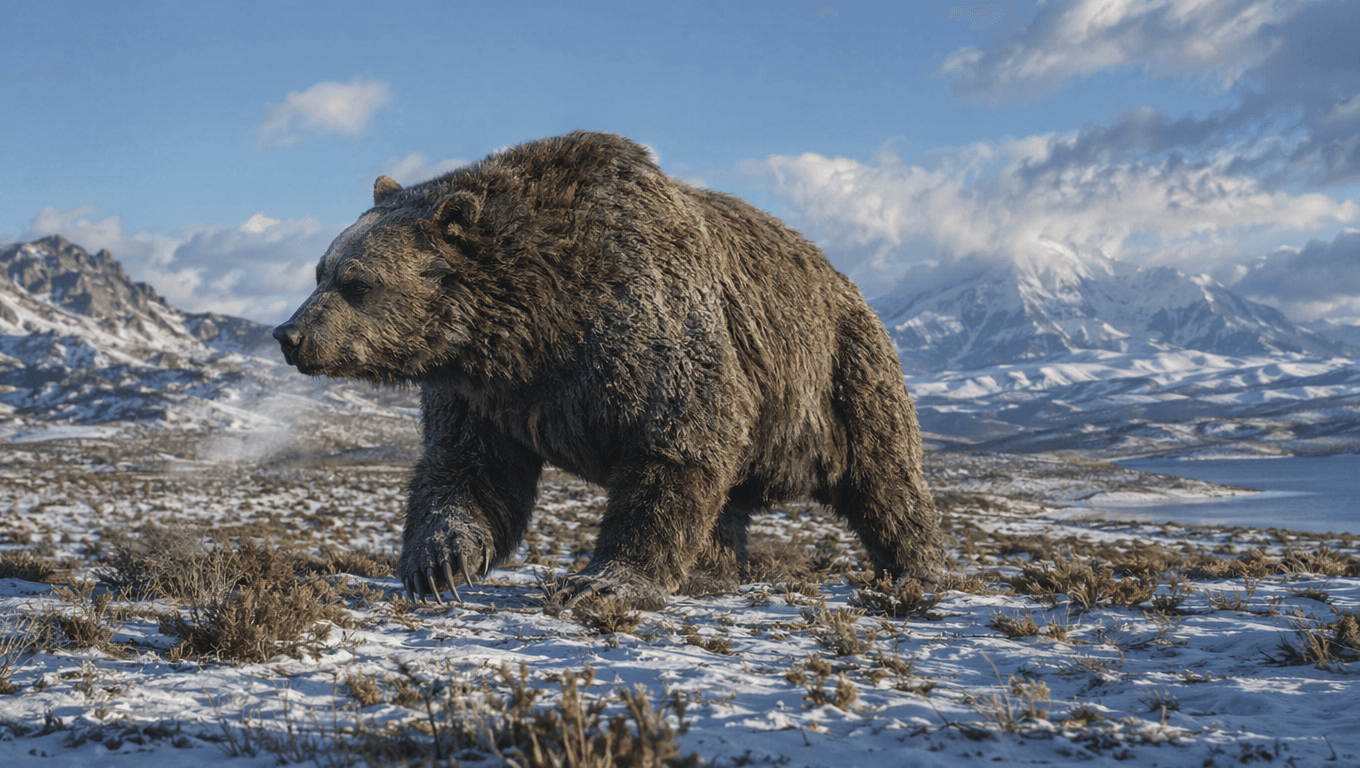 AI-generated Arctotherium image: Arctotherium reconstruction. Ice Age Mammals. 2 Million - 11,000 Years Ago.