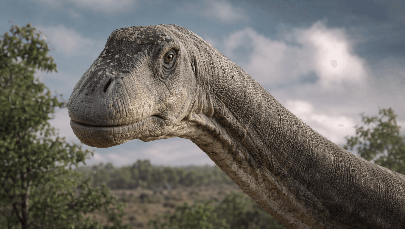 AI-generated Argentinosaurus image: Argentinosaurus Close-Up Portrait. Dinosaurs. 96-92 Million Years Ago.