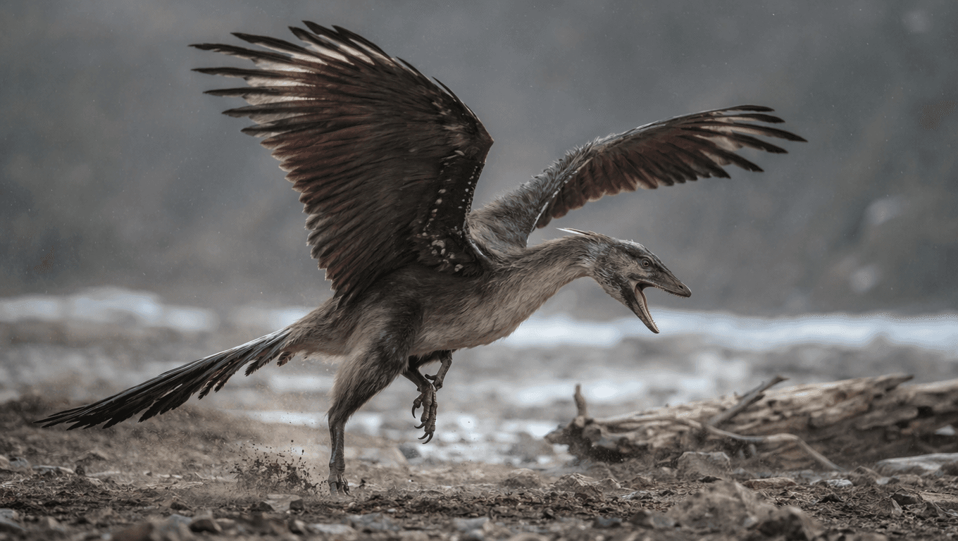 AI-generated Ikrandraco image: Ikrandraco Action Scene. Flying Reptiles. 120 Million Years Ago.