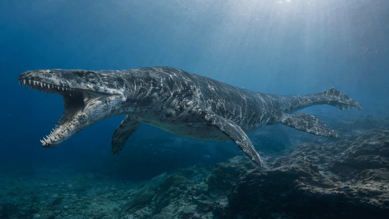AI-generated Kronosaurus image: Kronosaurus in Prehistoric Habitat. 125-99 Million Years Ago.