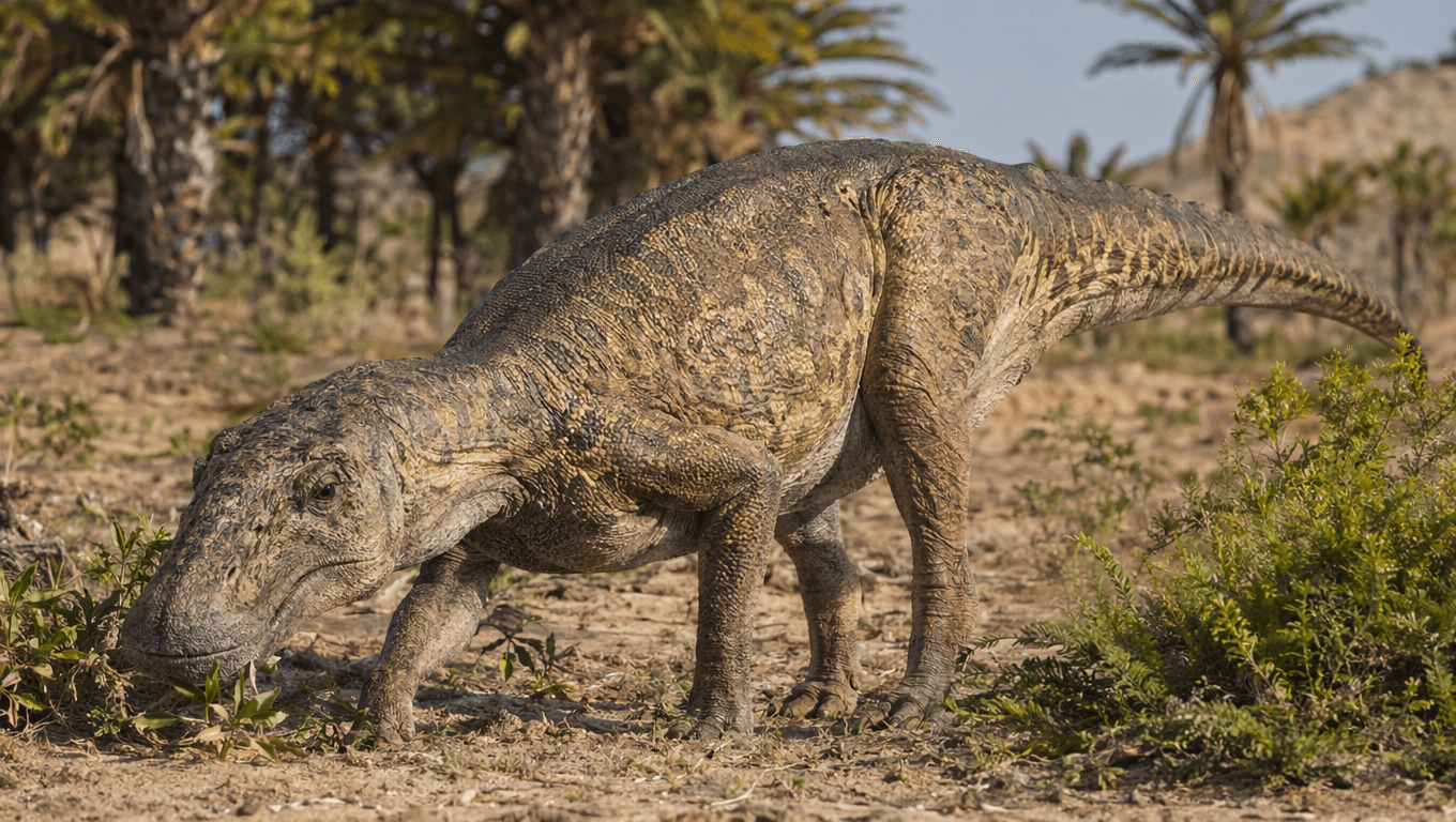 AI-generated Nigersaurus image: Nigersaurus Action Scene. Dinosaurs. 115-105 Million Years Ago.