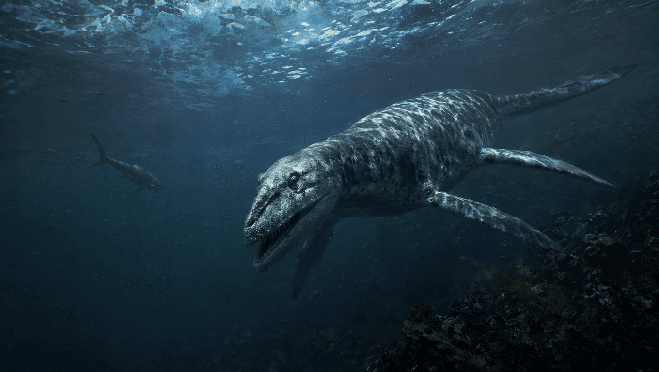 AI-generated Pliosaur image: Pliosaur Action Scene. Marine Reptiles. 200-89 Million Years Ago.