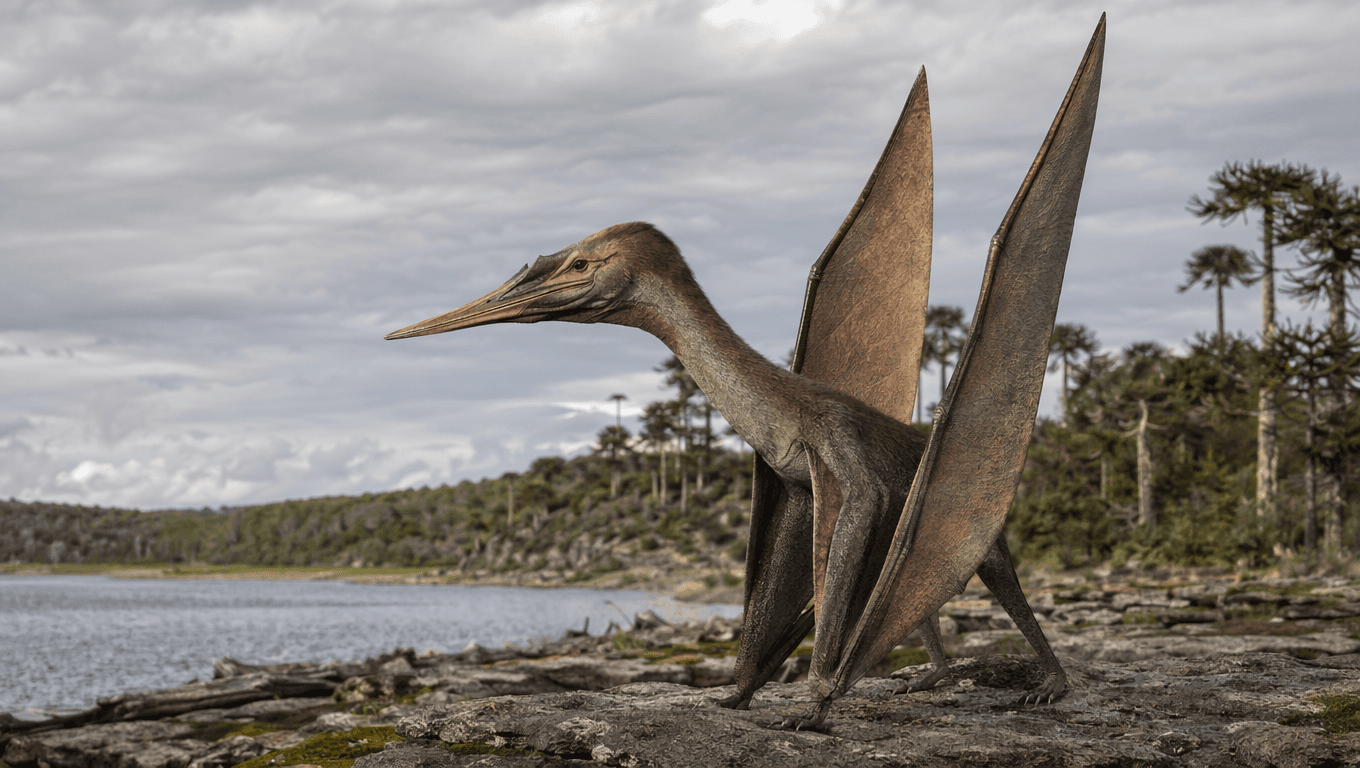 AI-generated Pterodactylus image: Pterodactylus in Prehistoric Habitat. 150 Million Years Ago.