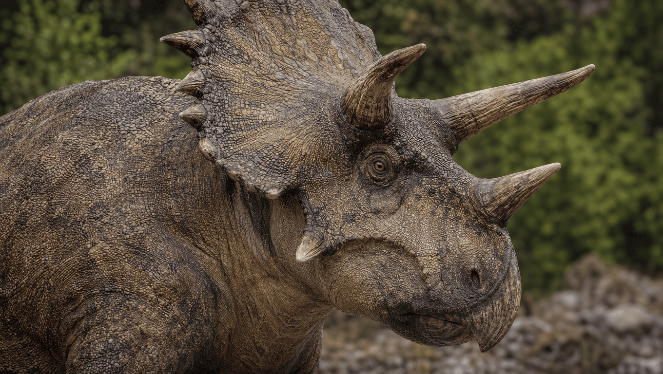AI-generated Sinoceratops image: Sinoceratops Close-up Portrait. Dinosaurs. 73-66 Million Years Ago.