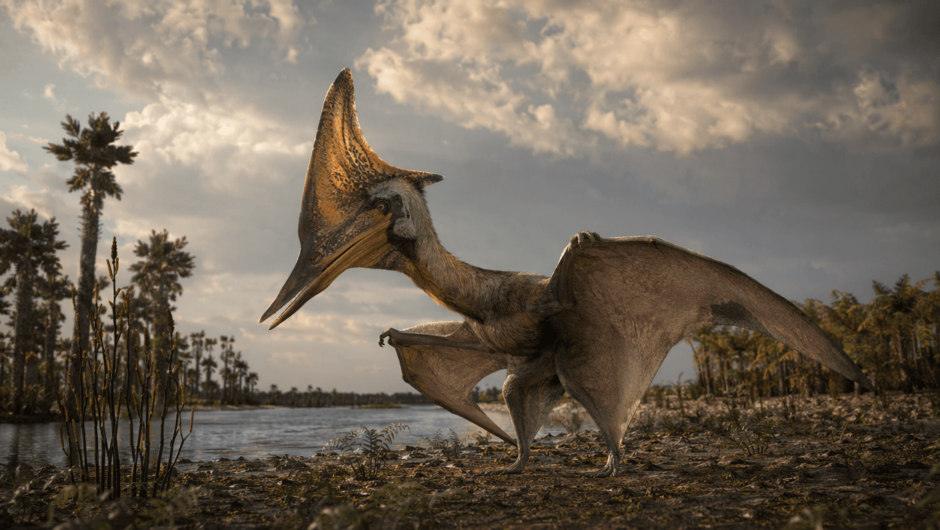 AI-generated Tapejara image: Tapejara reconstruction. Flying Reptiles. 125-112 Million Years Ago.