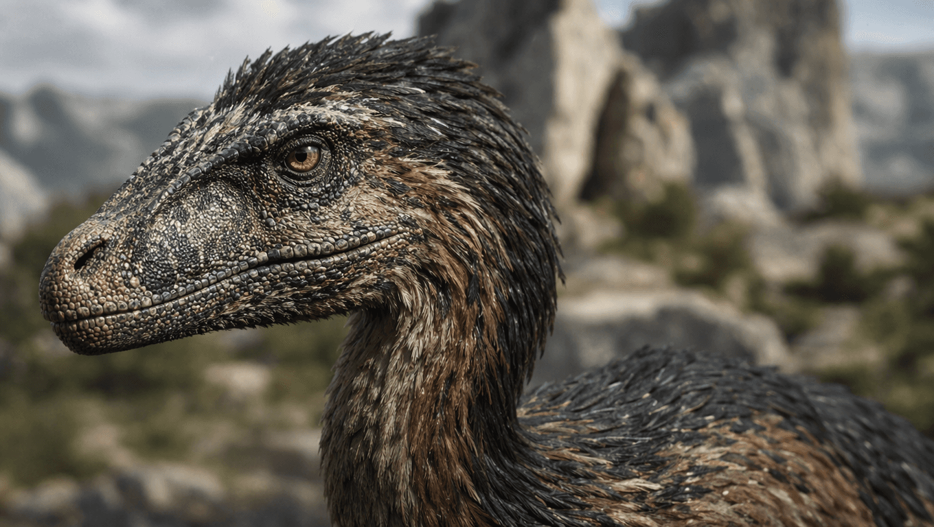 AI-generated Utahraptor image: Utahraptor Close-up Portrait. Dinosaurs. 126 Million Years Ago.